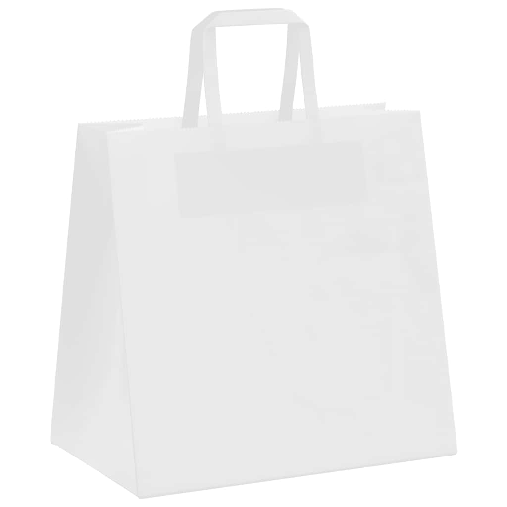 50 db fehér papírzacskók fogantyúkkal 26x17x25 cm