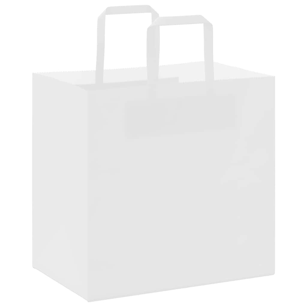 50 db fehér papírzacskók fogantyúkkal 26x17x25 cm