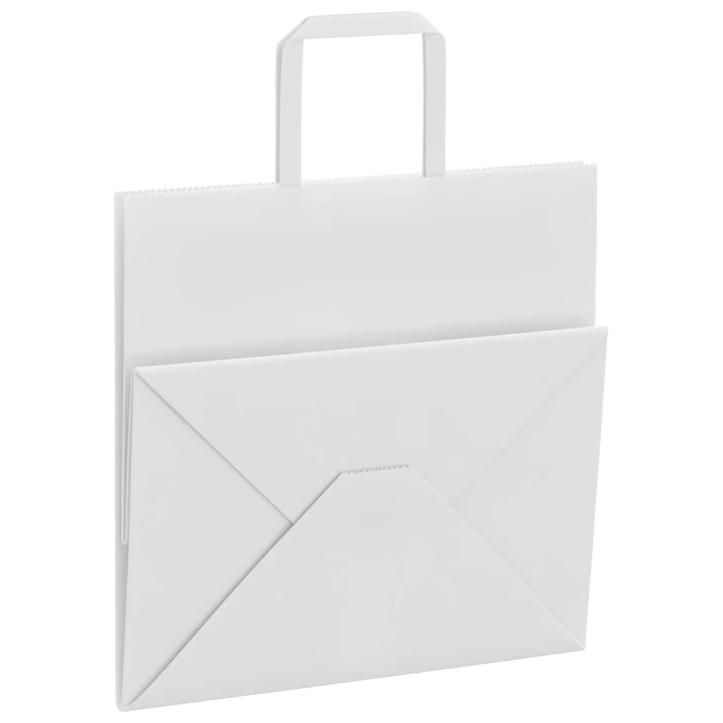 50 db fehér papírzacskók fogantyúkkal 26x17x25 cm