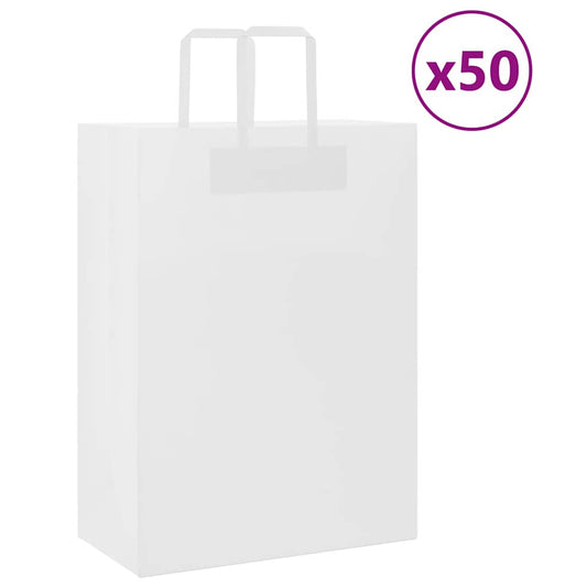 50 db fehér papírzacskók fogantyúkkal 32x17x44 cm