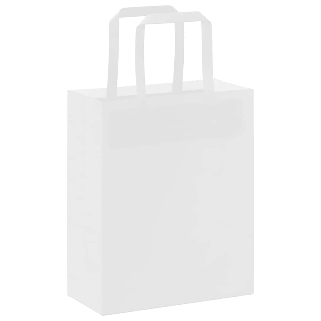 250 db fehér papírzacskók fogantyúkkal 18x8x22 cm