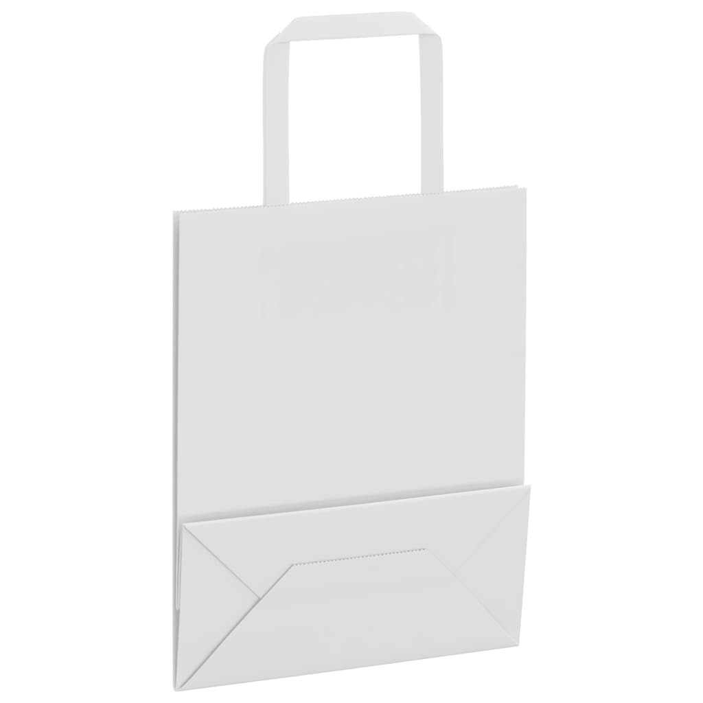 250 db fehér papírzacskók fogantyúkkal 18x8x22 cm