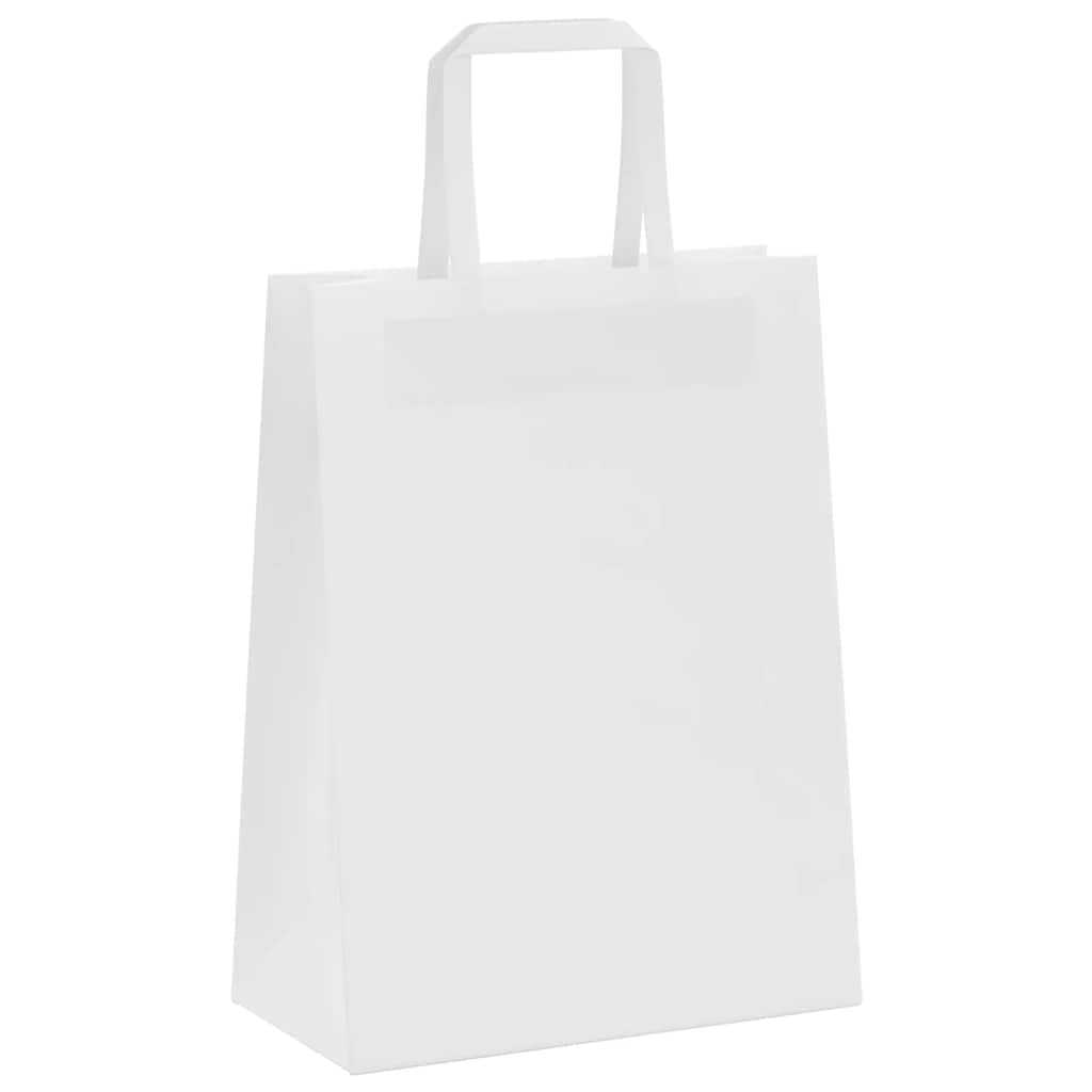 250 db fehér papírzacskók fogantyúkkal 21x11x28 cm