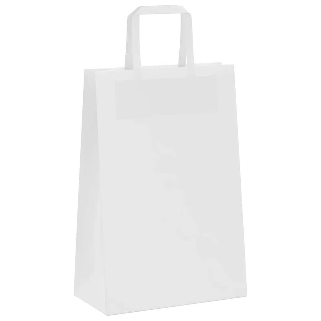 250 db fehér papírzacskók fogantyúkkal 21x11x31 cm
