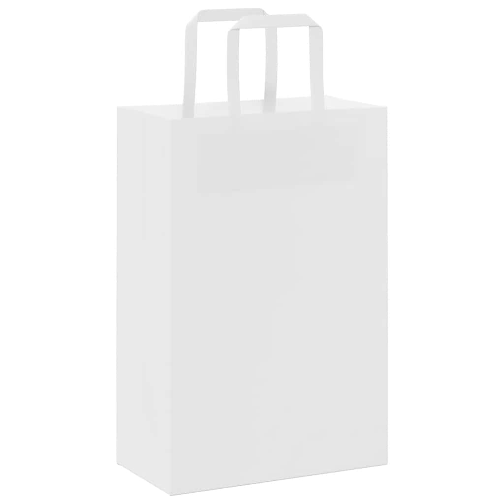 250 db fehér papírzacskók fogantyúkkal 21x11x31 cm