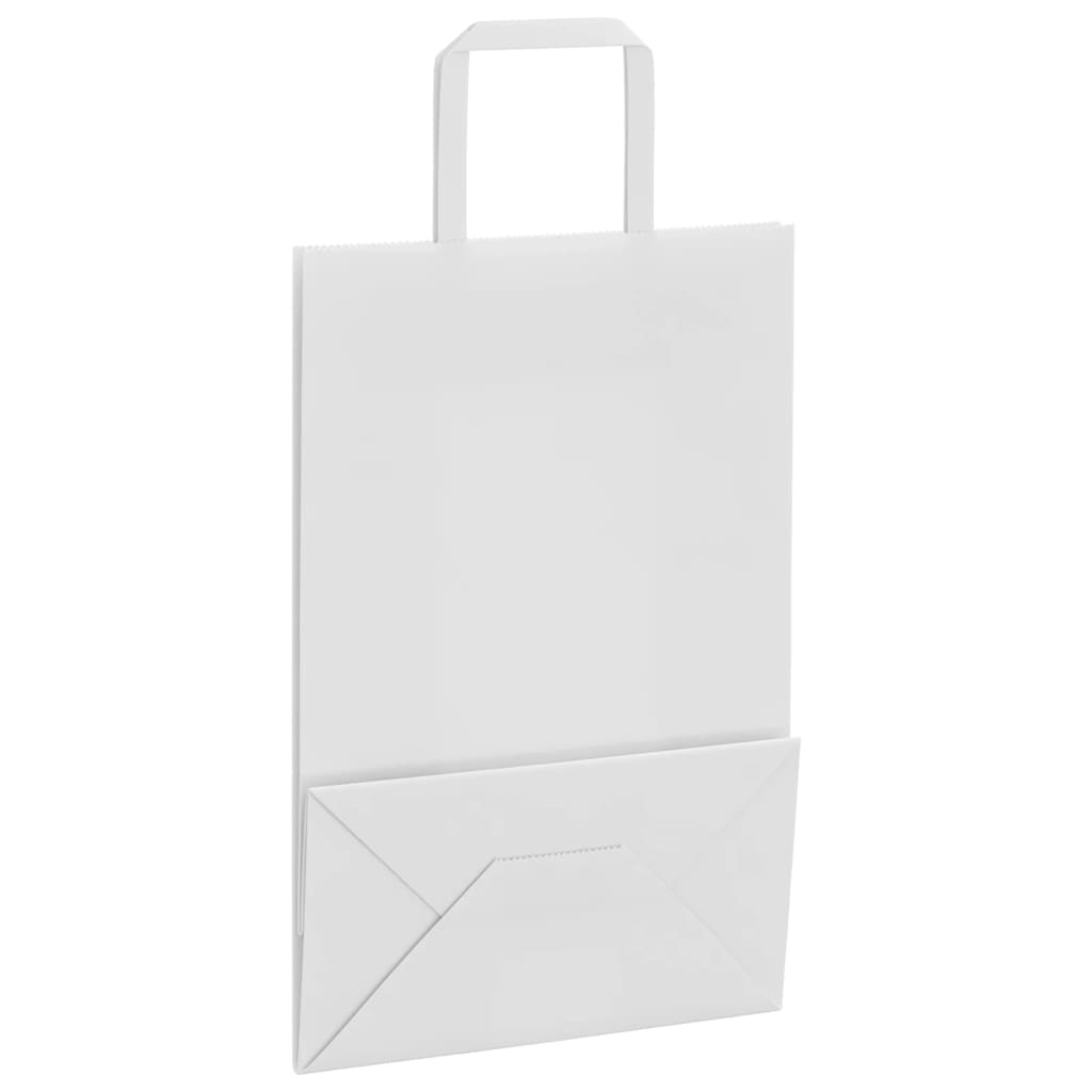250 db fehér papírzacskók fogantyúkkal 21x11x31 cm