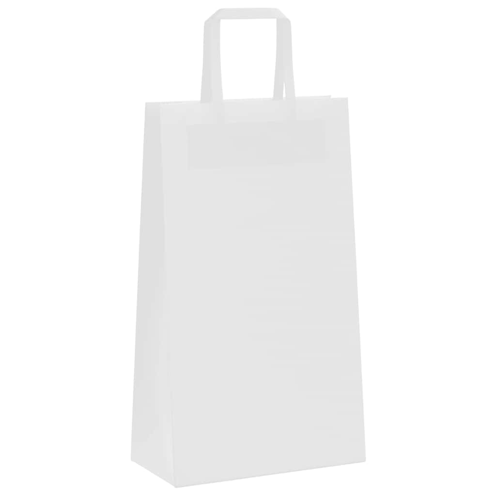 250 db fehér papírzacskók fogantyúkkal 21x11x36 cm