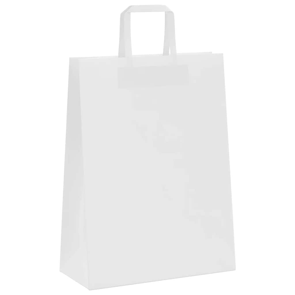 250 db fehér papírzacskók fogantyúkkal 26x12x35 cm