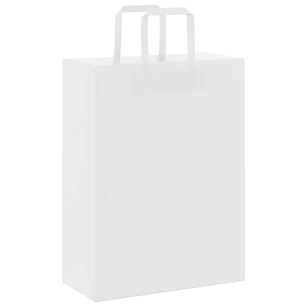 250 db fehér papírzacskók fogantyúkkal 26x12x35 cm