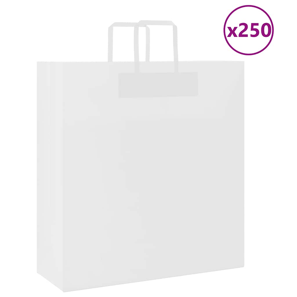 250 db fehér papírzacskók fogantyúkkal 45x17x48 cm