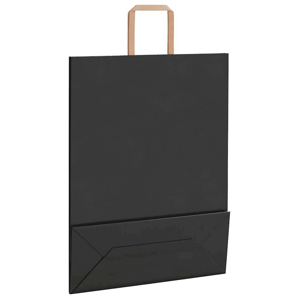 250 db fekete papírzacskók fogantyúkkal 32x12x42 cm