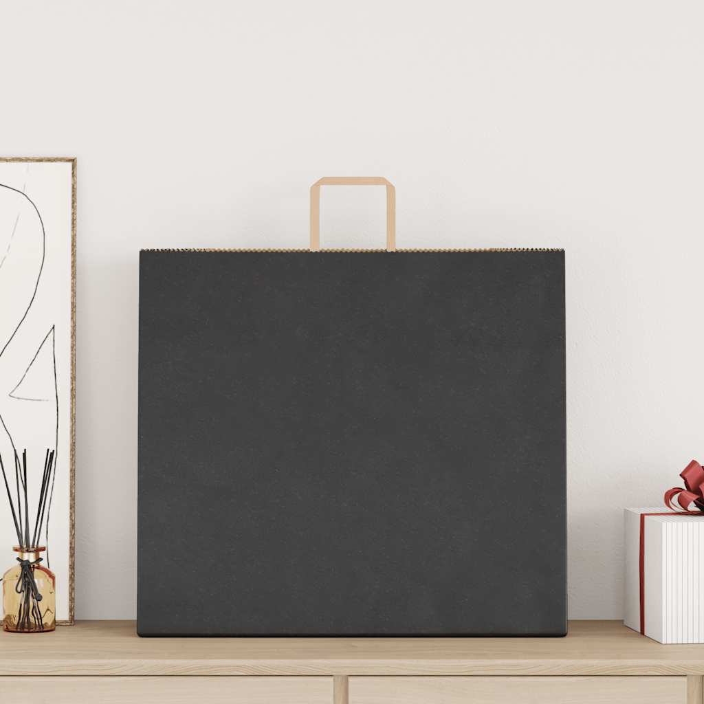 250 db fekete papírzacskók fogantyúkkal 54x15x49 cm