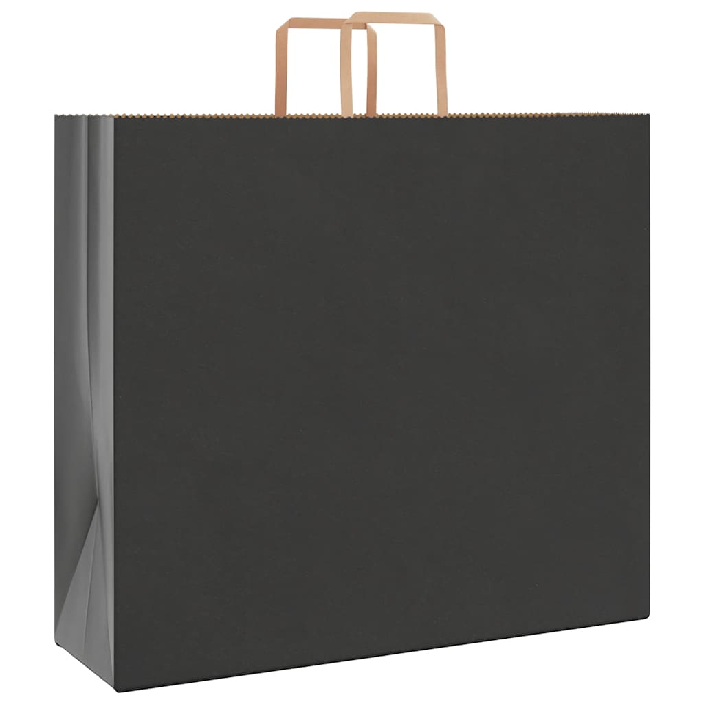 250 db fekete papírzacskók fogantyúkkal 54x15x49 cm