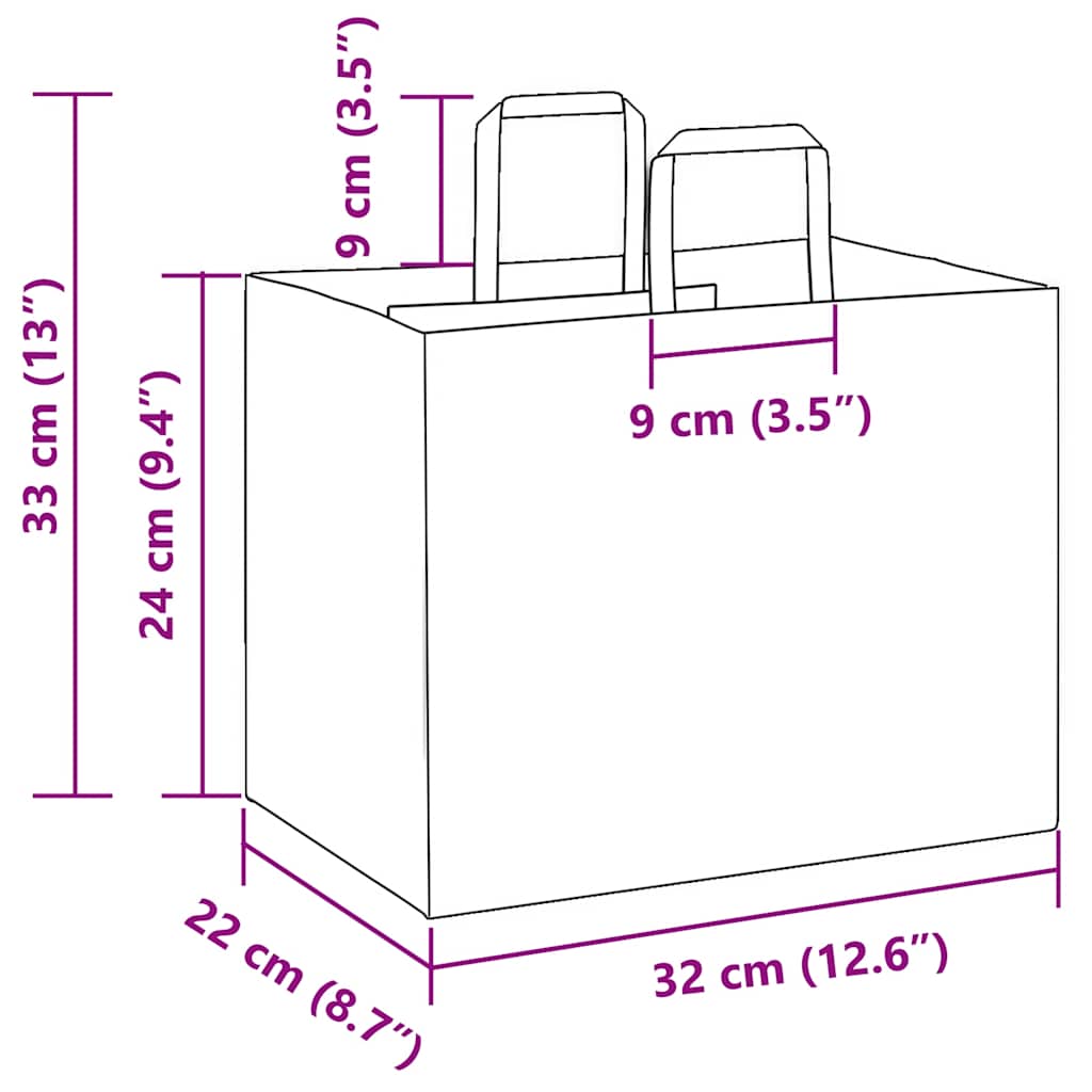 250 db kék papírzacskók fogantyúkkal 32x22x24 cm