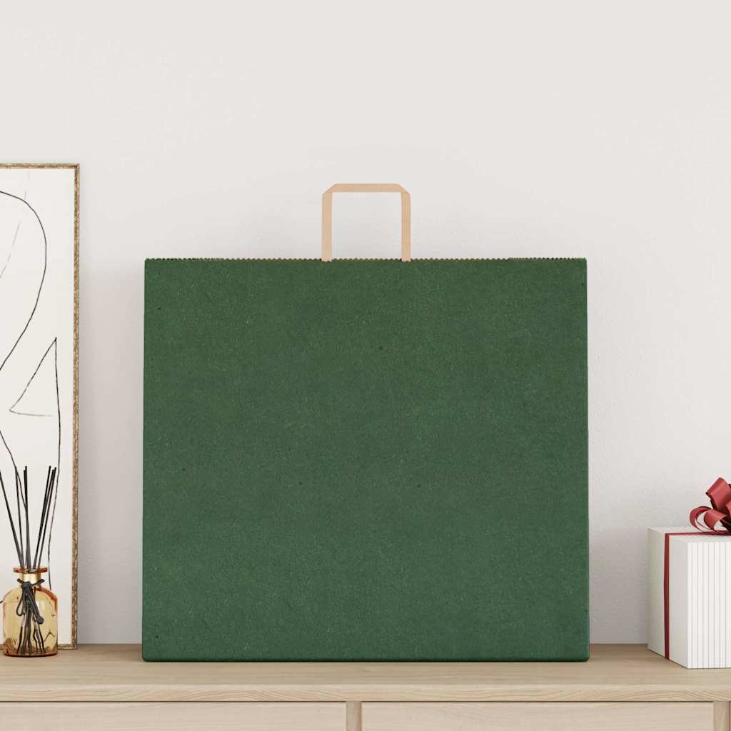 250 db zöld papírzacskók fogantyúkkal 54x15x49 cm