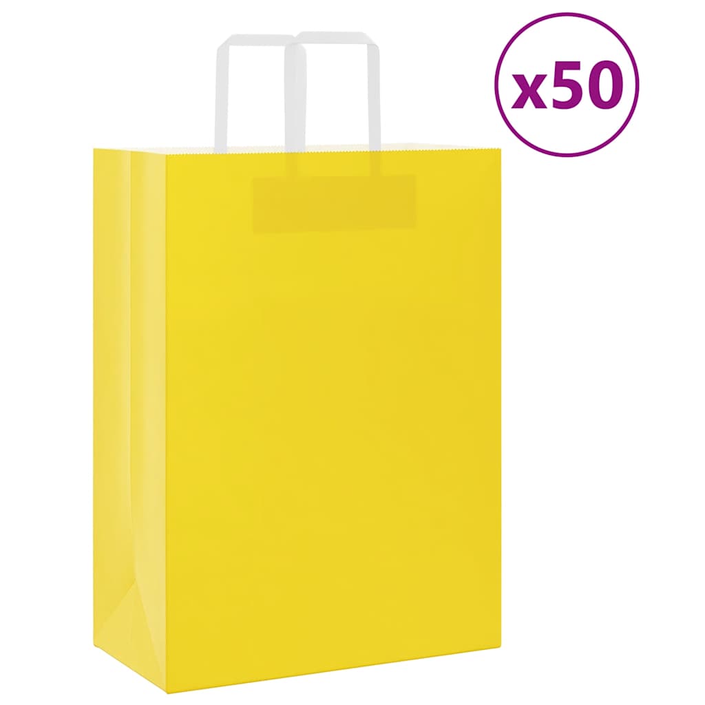 50 db sárga papírzacskók fogantyúkkal 32x17x44 cm