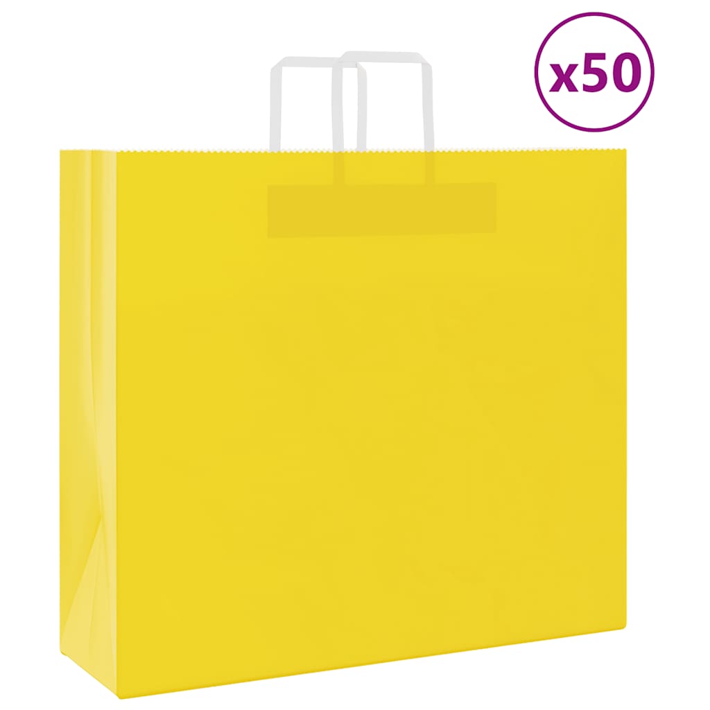 50 db sárga papírzacskók fogantyúkkal 54x15x49 cm