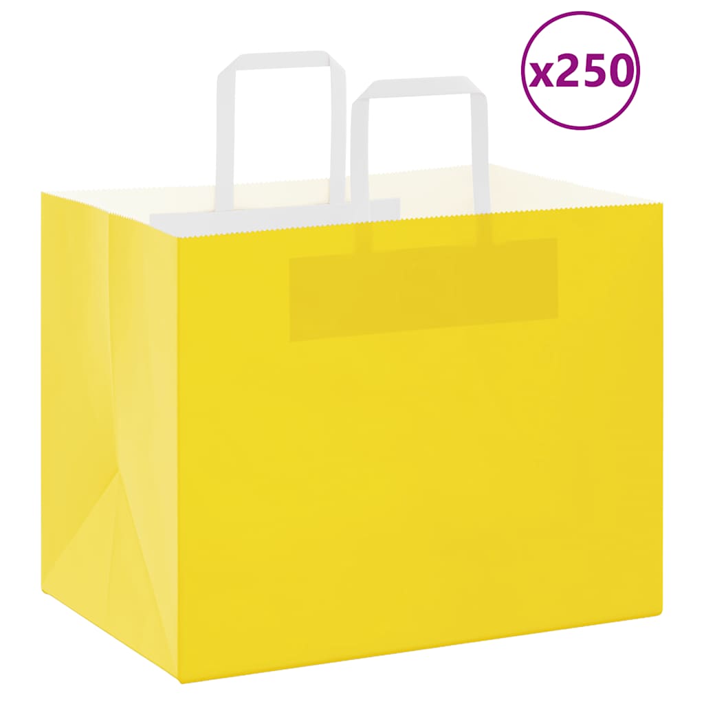 250 db sárga papírzacskók fogantyúkkal 32x22x24 cm