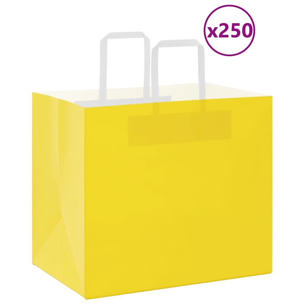 250 db sárga papírzacskók fogantyúkkal 32x22x28 cm
