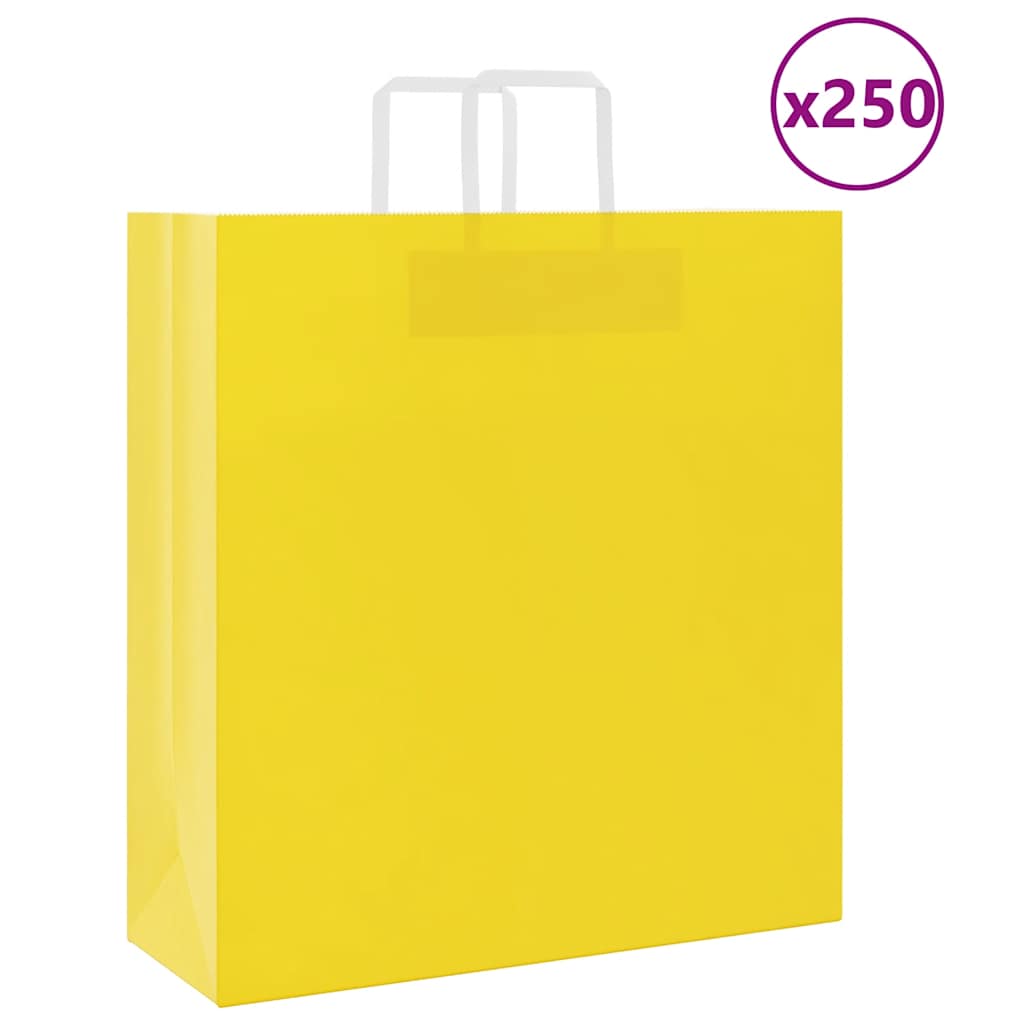 250 db sárga papírzacskók fogantyúkkal 45x17x48 cm