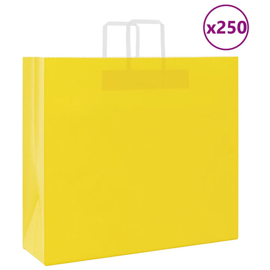 250 db sárga papírzacskók fogantyúkkal 54x15x49 cm