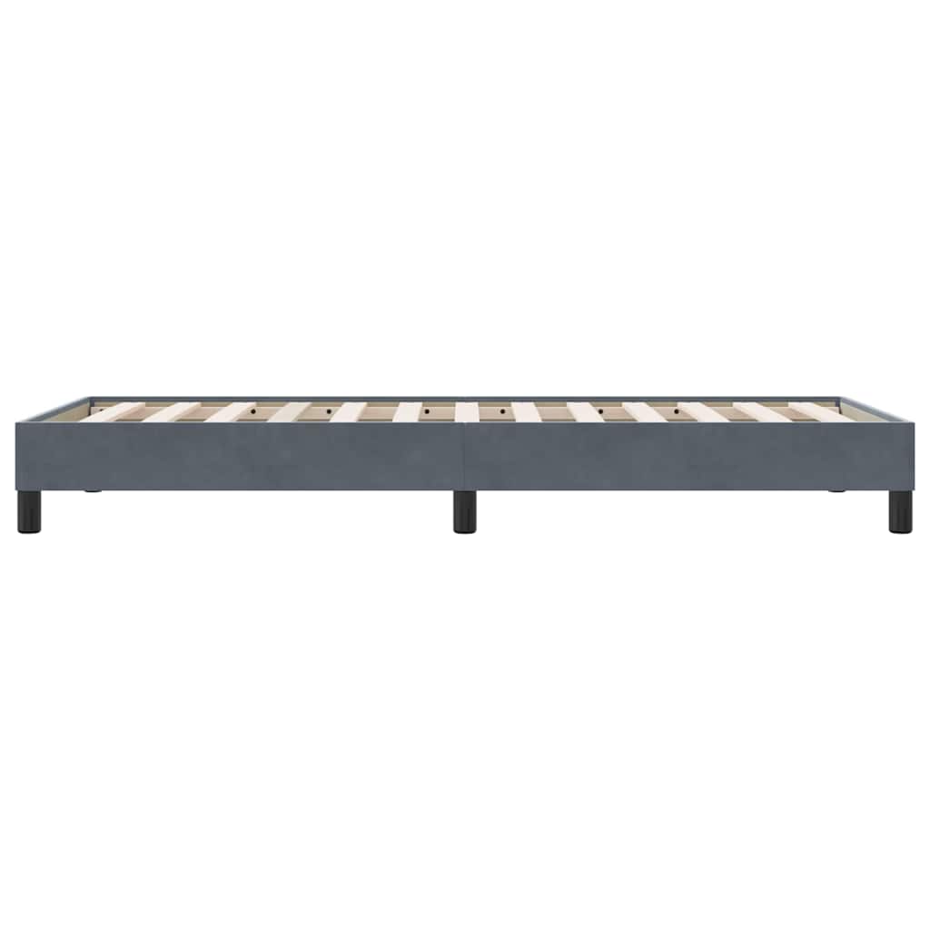 sötétszürke bársony rugós ágy matrac nélkül 80x210 cm