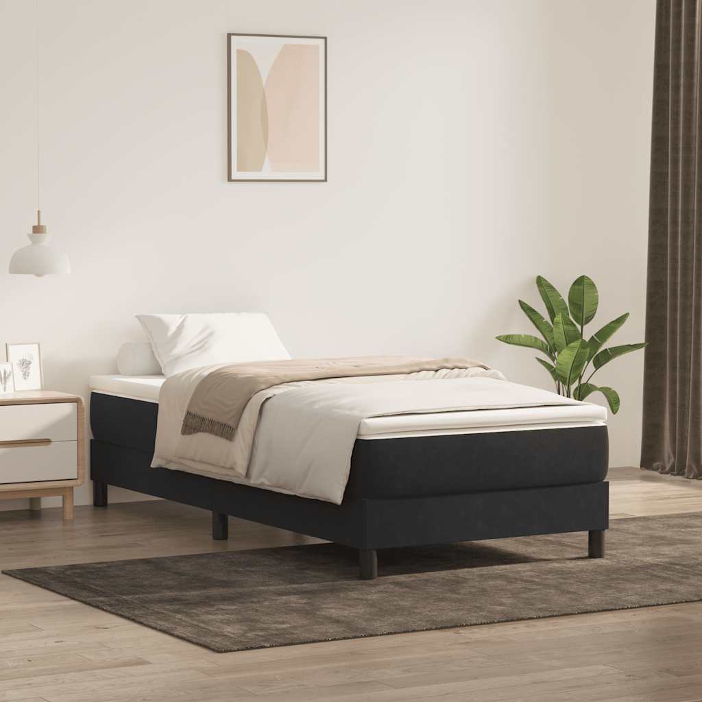 fekete bársony rugós ágy matrac nélkül 80x210 cm