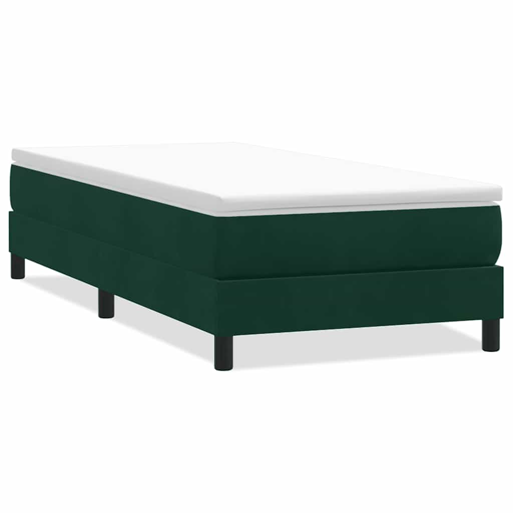 sötétzöld bársony rugós ágy matrac nélkül 80x210 cm