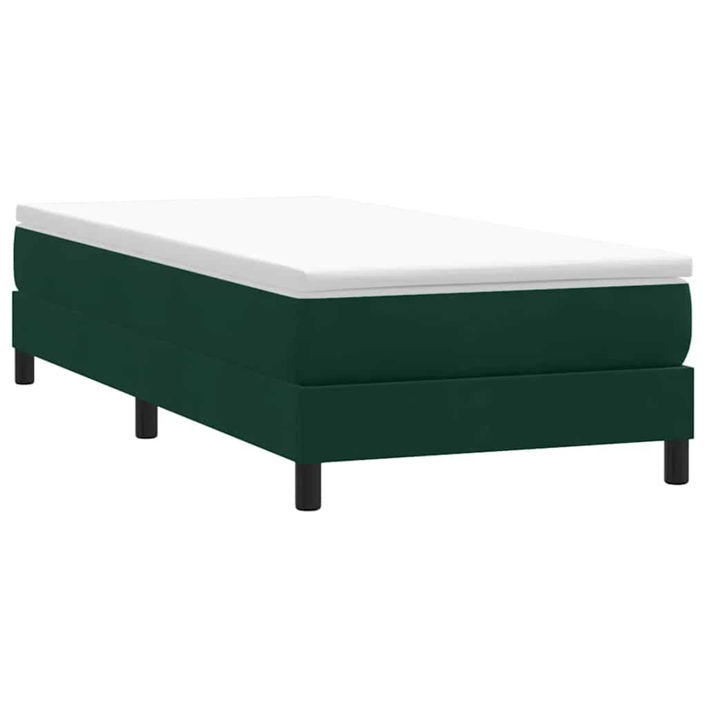 sötétzöld bársony rugós ágy matrac nélkül 80x210 cm