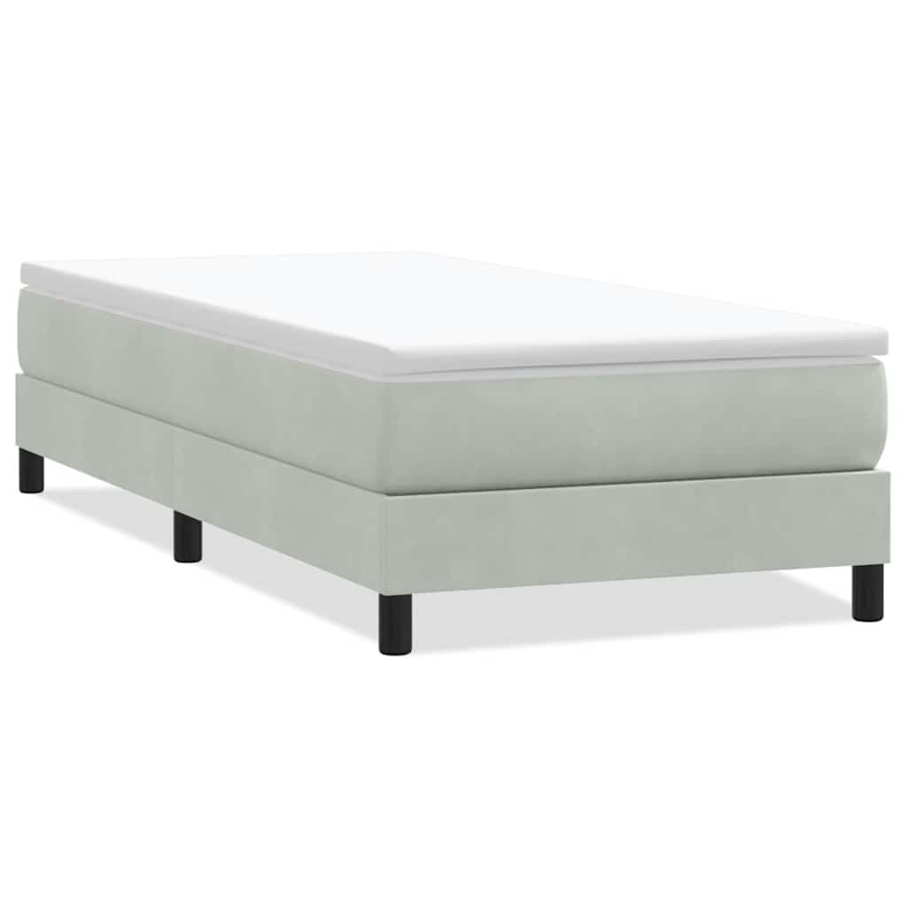 világosszürke bársony rugós ágy matrac nélkül 90x210 cm