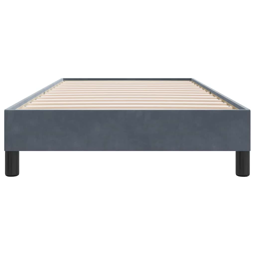 sötétszürke bársony rugós ágy matrac nélkül 90x210 cm