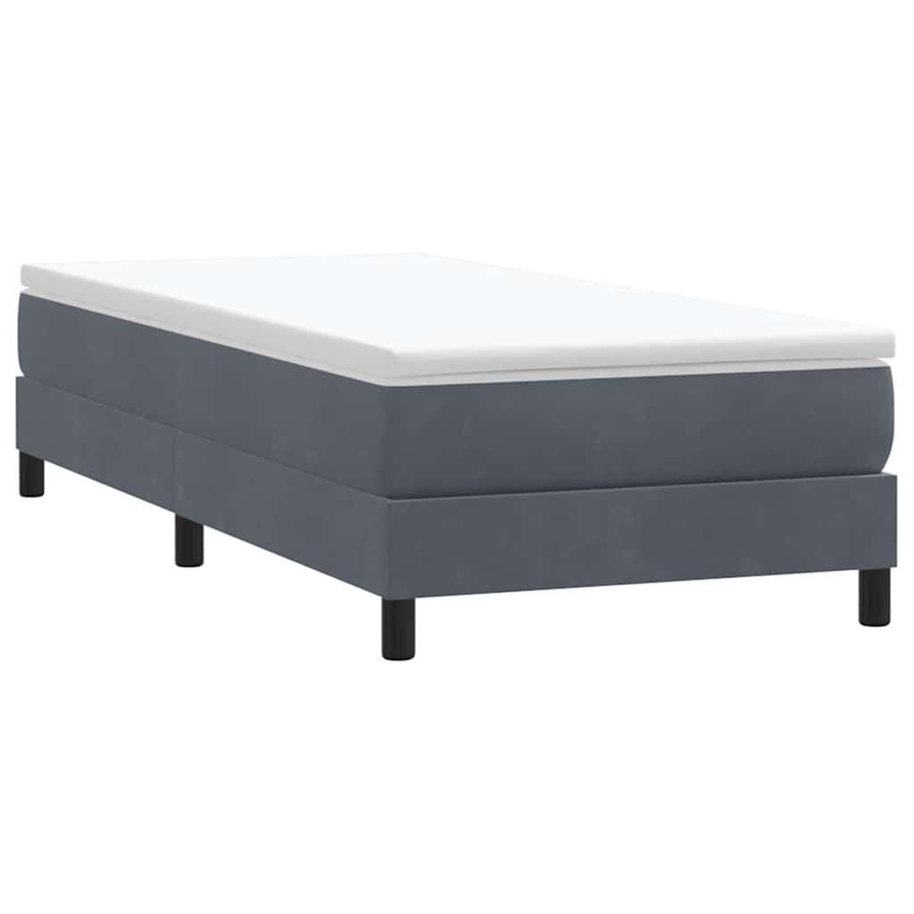 sötétszürke bársony rugós ágy matrac nélkül 90x210 cm