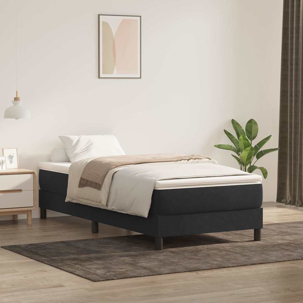 fekete bársony rugós ágy matrac nélkül 90x210 cm