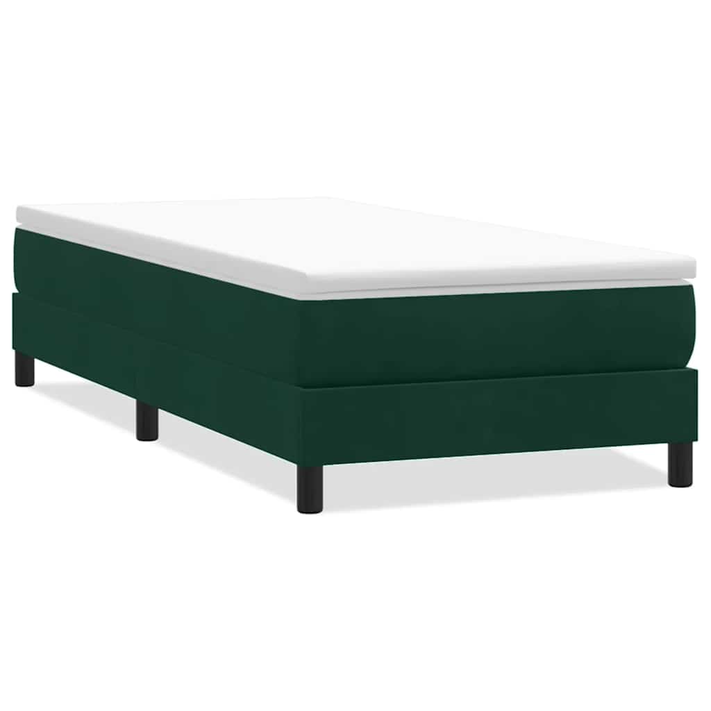 sötétzöld bársony rugós ágy matrac nélkül 90x210 cm
