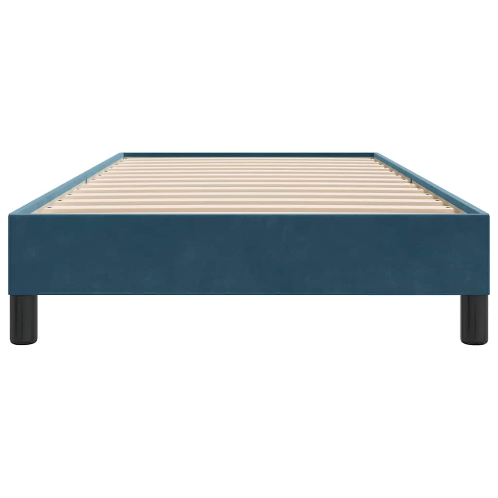 sötétkék bársony rugós ágy matrac nélkül 90x210 cm