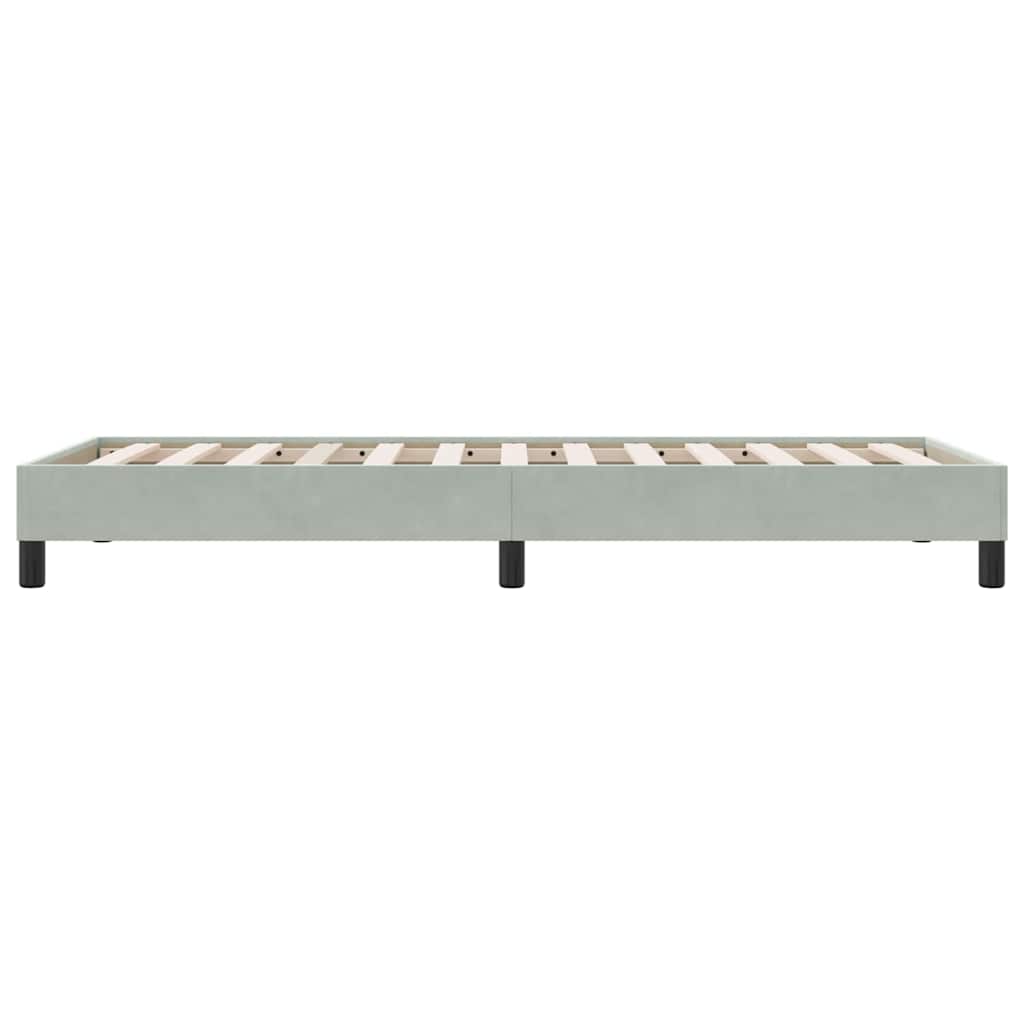 világosszürke bársony rugós ágy matrac nélkül 100 x 210 cm