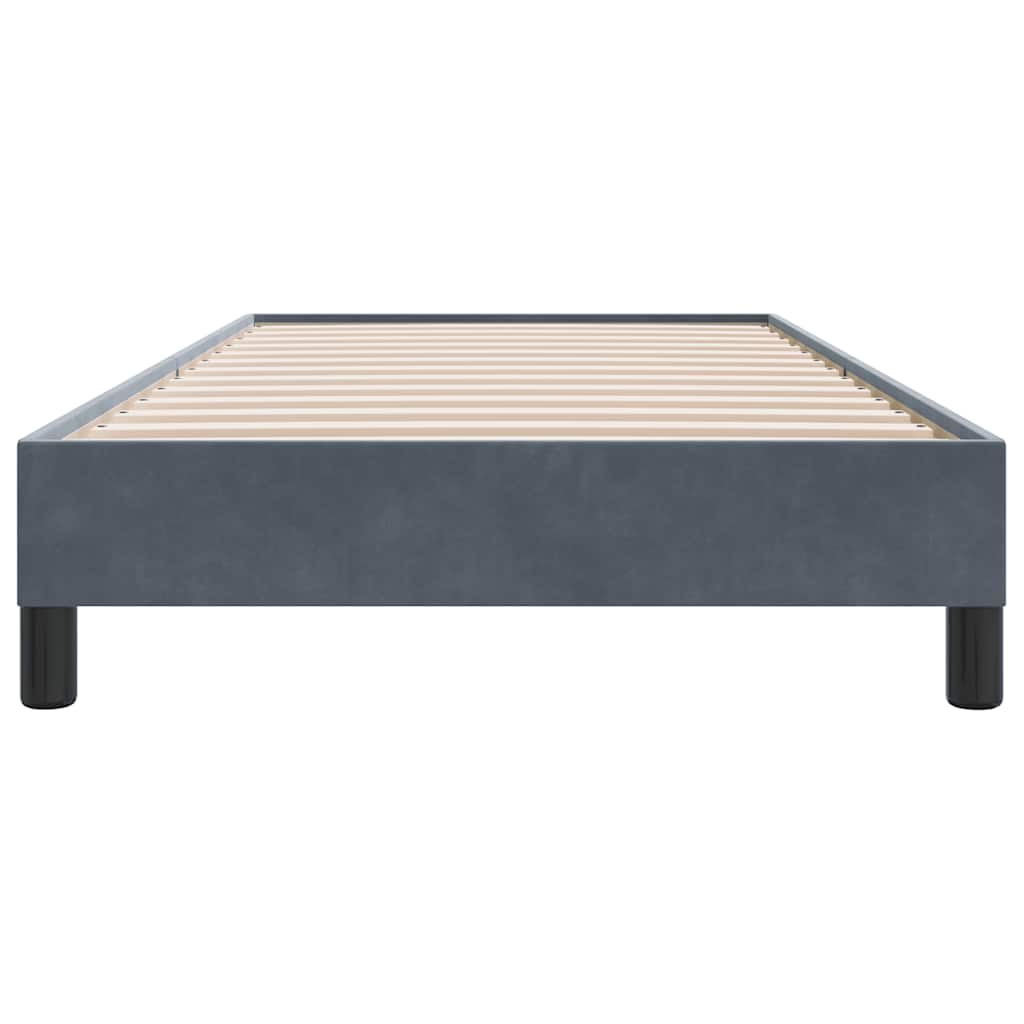 sötétszürke bársony rugós ágy matrac nélkül 100x210 cm