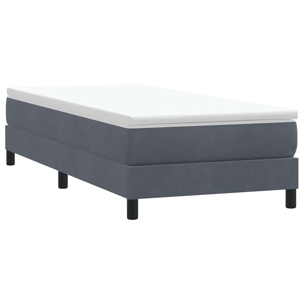 sötétszürke bársony rugós ágy matrac nélkül 100x210 cm