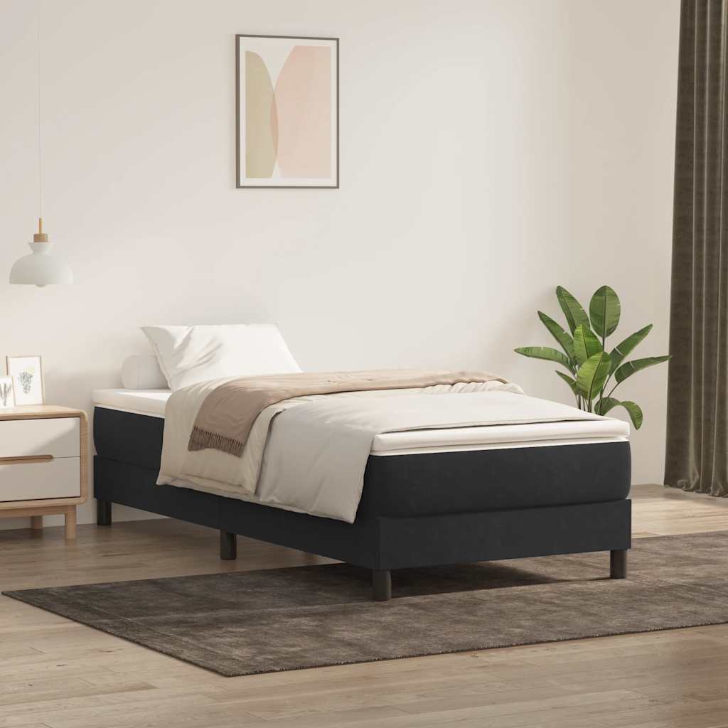 fekete bársony rugós ágy matrac nélkül 100x210 cm