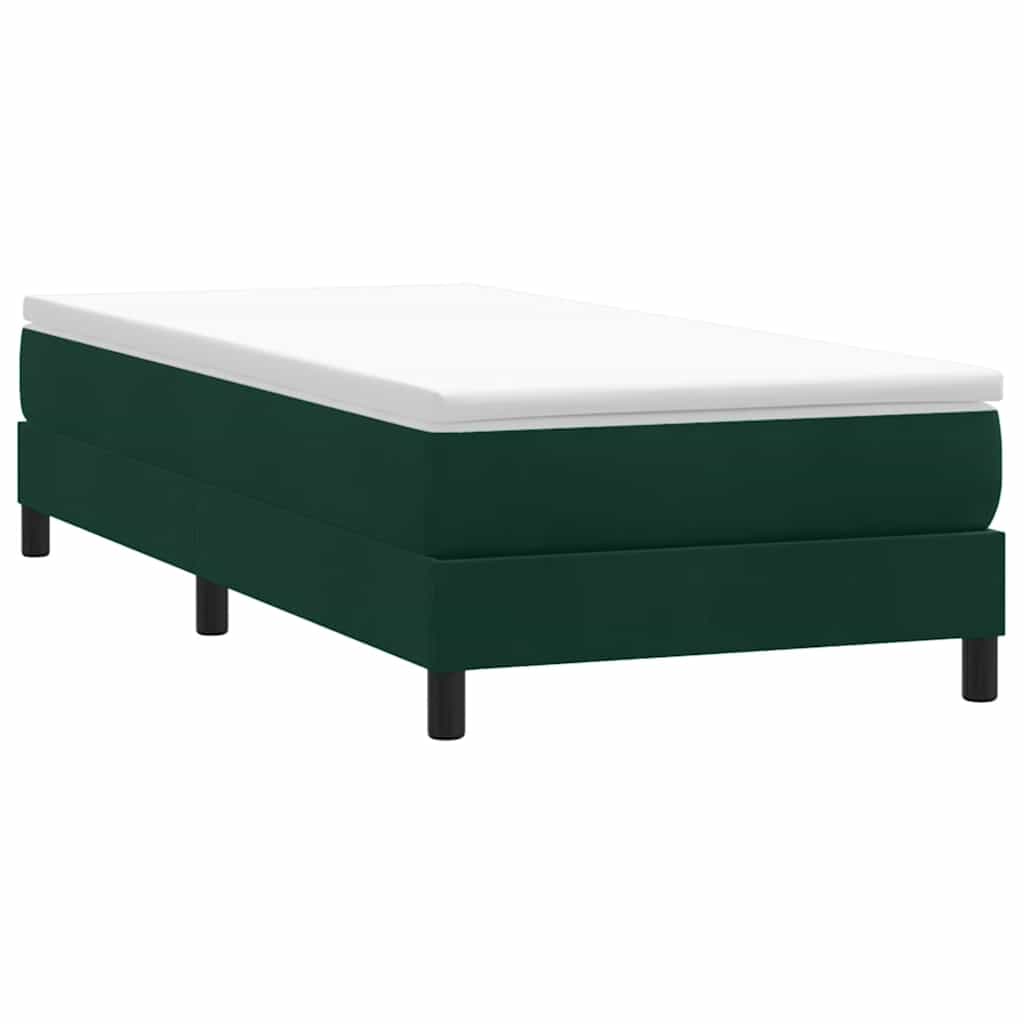 sötétzöld bársony rugós ágy matrac nélkül 100x210 cm