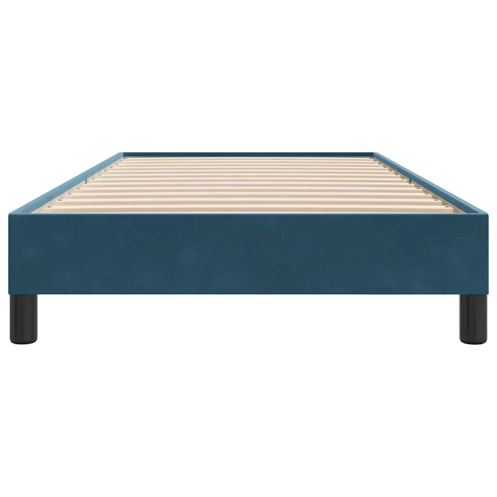 sötétkék bársony rugós ágy matrac nélkül 100x210 cm