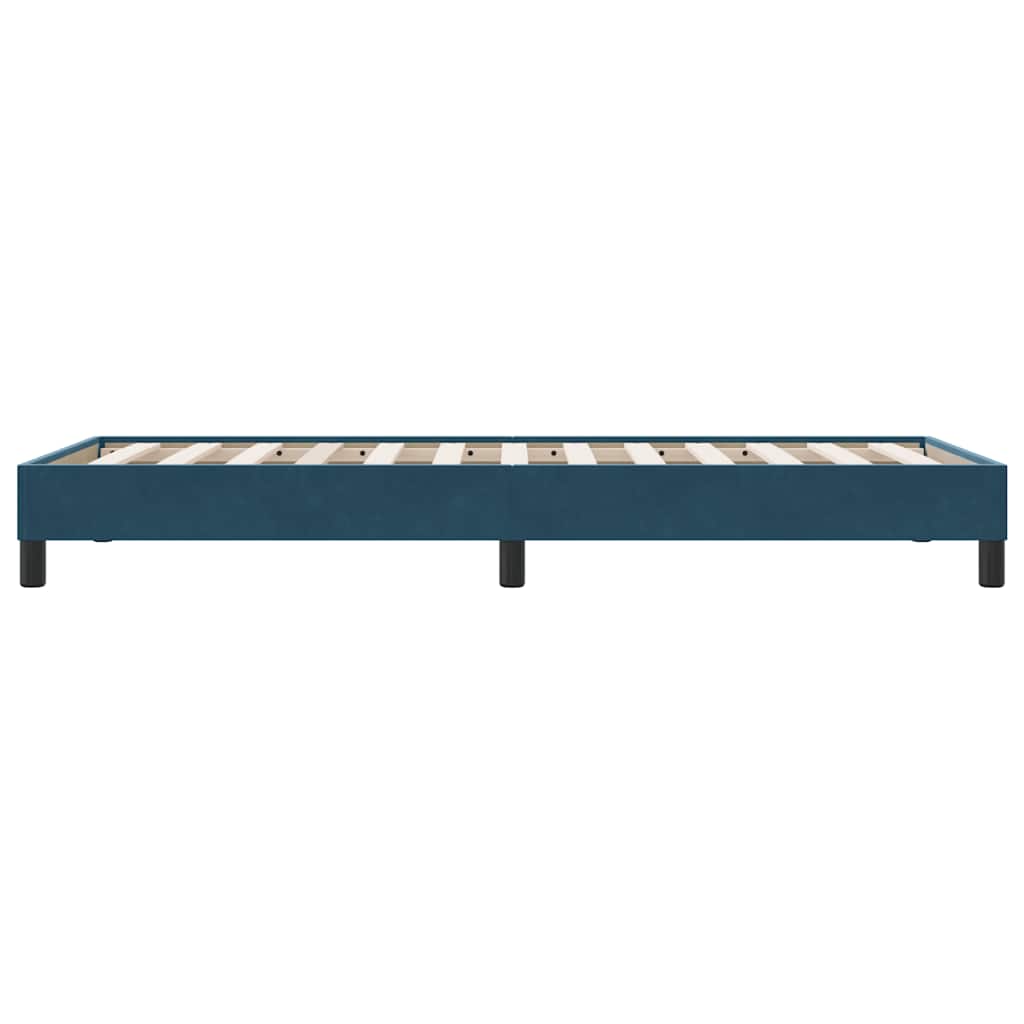 sötétkék bársony rugós ágy matrac nélkül 100x210 cm