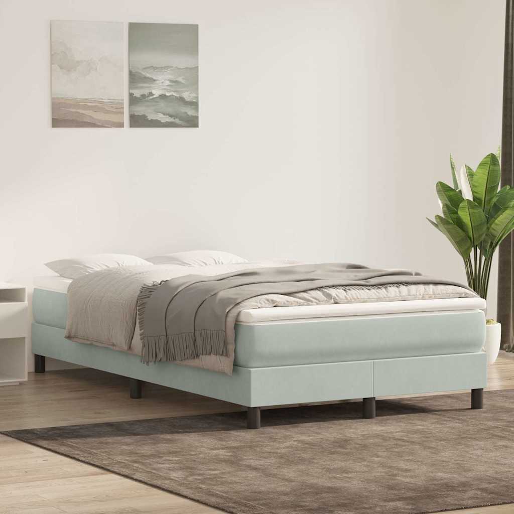 világosszürke bársony rugós ágy matrac nélkül 120 x 210 cm