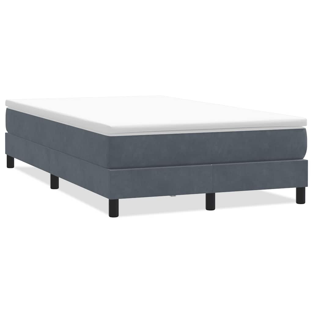 sötétszürke bársony rugós ágy matrac nélkül 120x210 cm