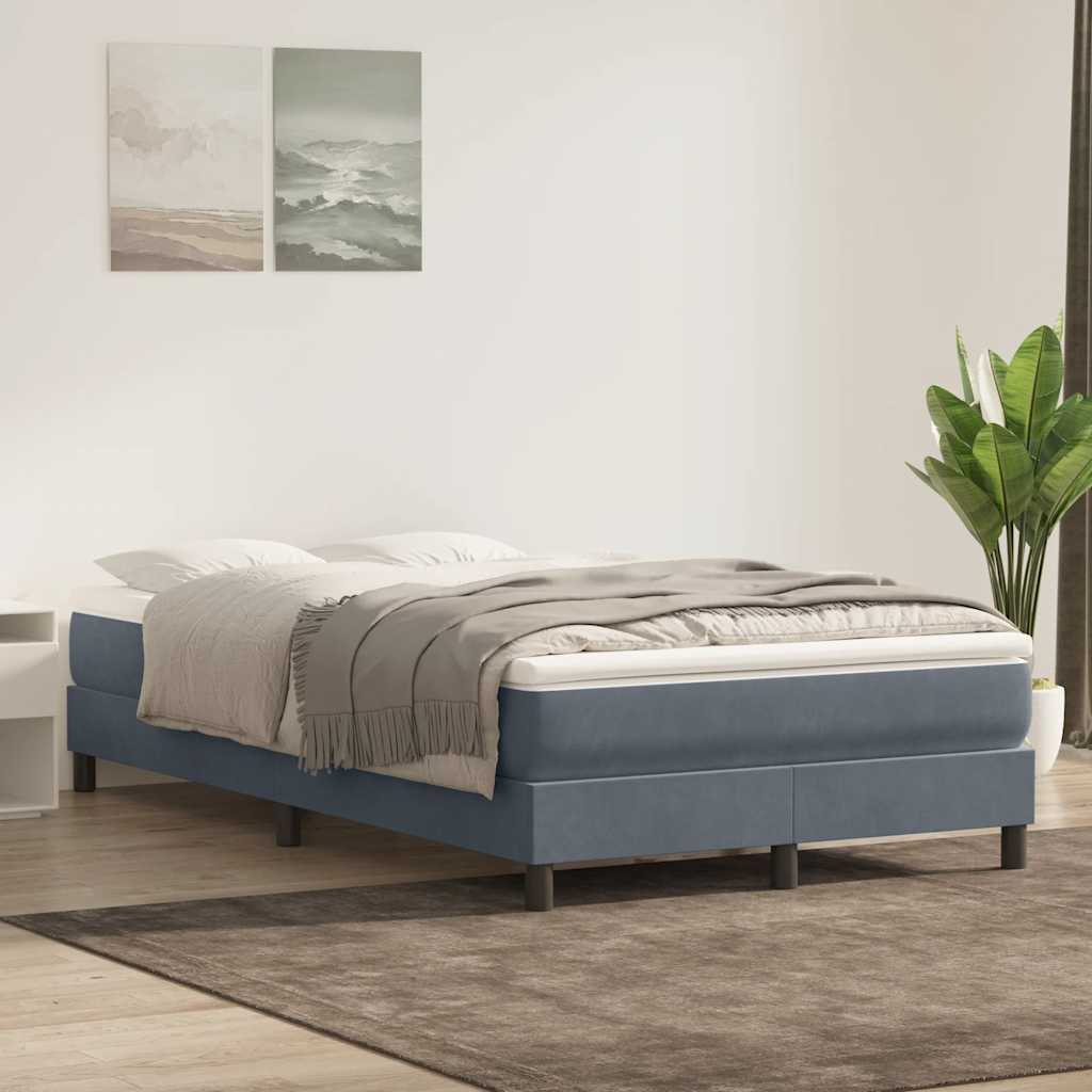 sötétszürke bársony rugós ágy matrac nélkül 120x210 cm