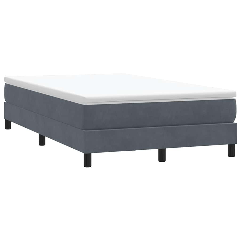 sötétszürke bársony rugós ágy matrac nélkül 120x210 cm