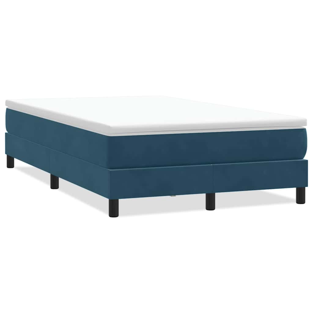 sötétkék bársony rugós ágy matrac nélkül 120x210 cm
