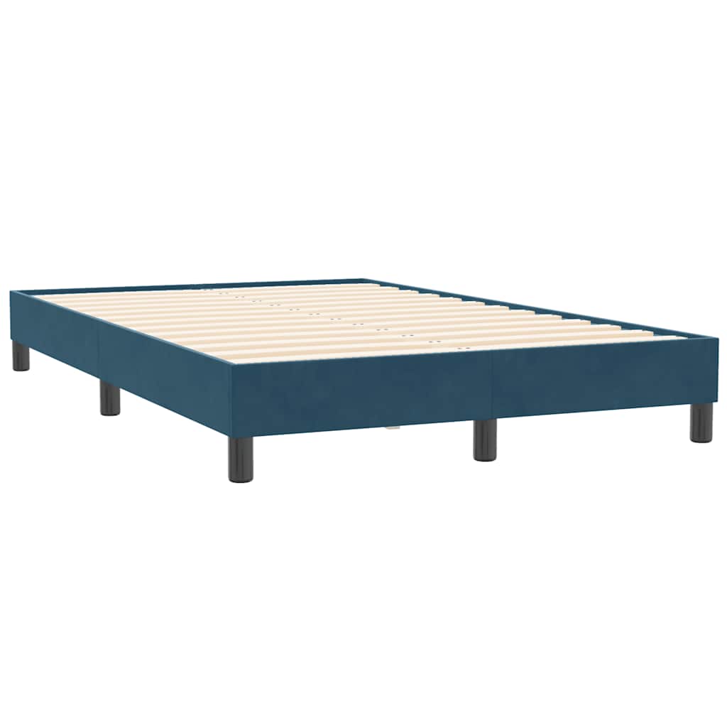 sötétkék bársony rugós ágy matrac nélkül 120x210 cm
