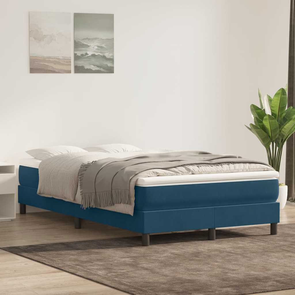 sötétkék bársony rugós ágy matrac nélkül 120x210 cm