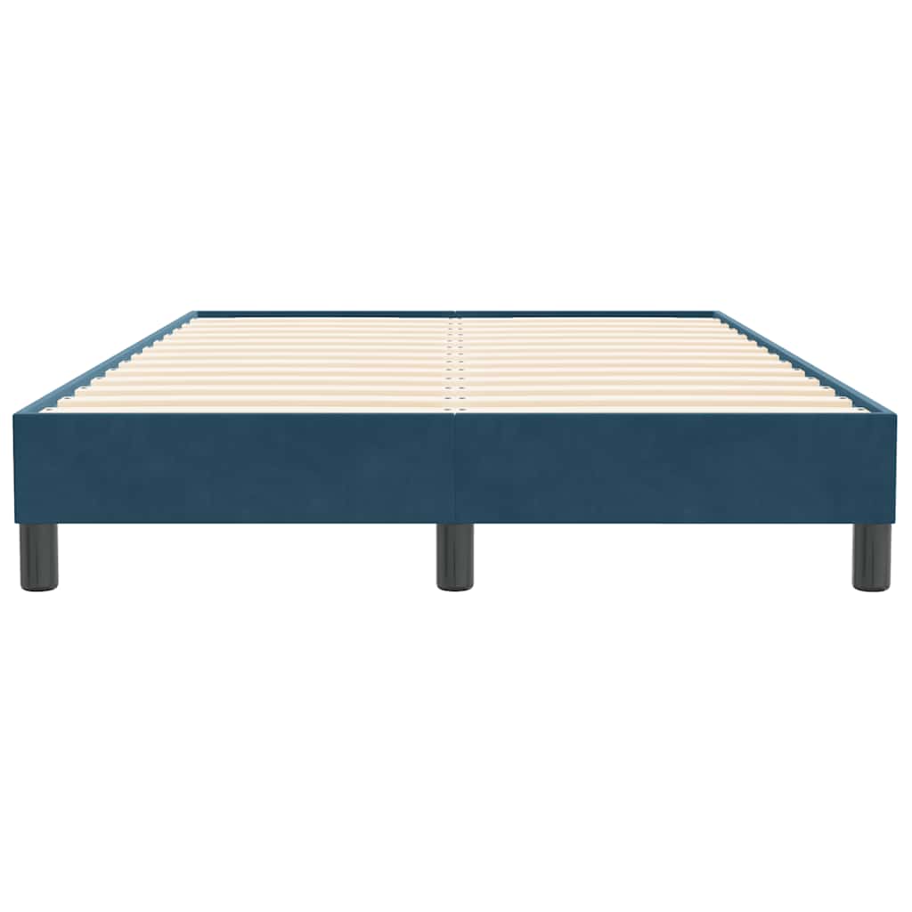 sötétkék bársony rugós ágy matrac nélkül 120x210 cm